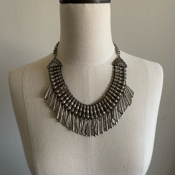 ANGL Jewelry - Silver Aztec Statement Piece Necklace